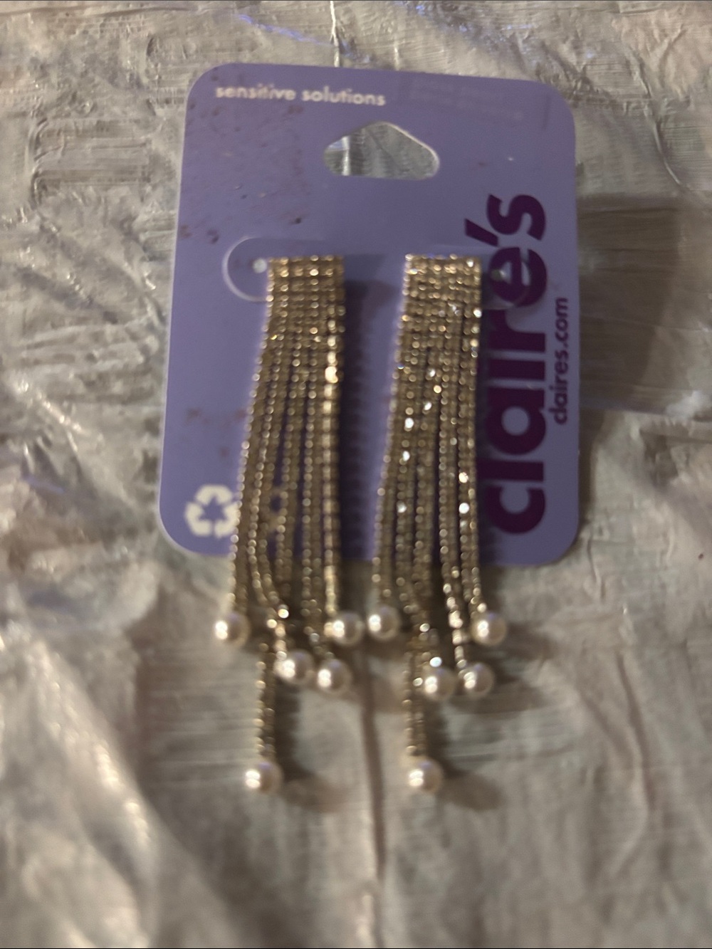 Claire's Gold Chain Tassel Earrings with Pearl Drops